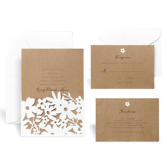 Laser-Cut Wrap-In Floral Wedding Invitation Kit By Celebrate It&#x2122;